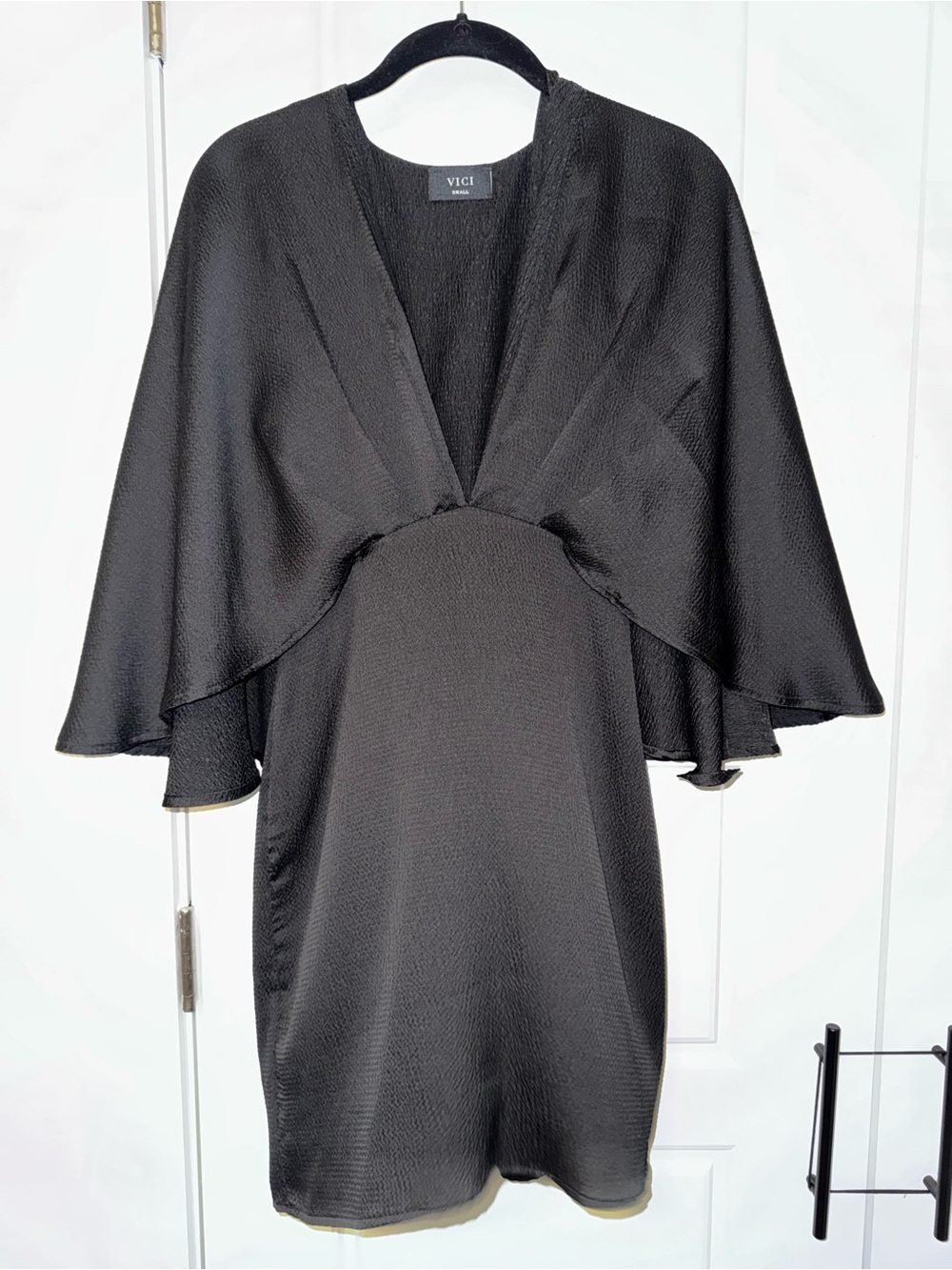 Vici Satin Black Drape Dress - Size Small